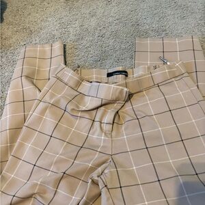 Amanda & Chelsea Plaid Beige Trousers